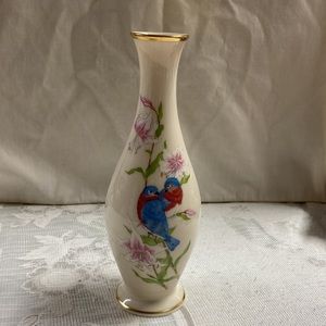 The Lenox Eternal Love Bud Vase Collectible Limited Edition with Blue Birds 8”